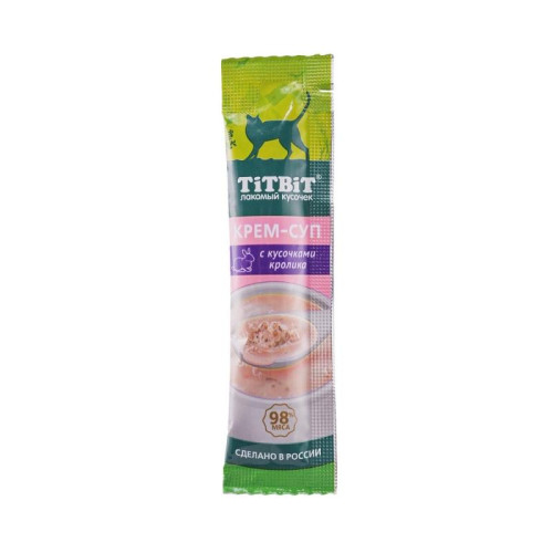  Крем-суп TitBit с кусочками кролика для кошек, 10 г