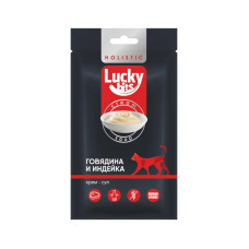 Лакомство для кошек Lucky bits крем-суп из филе говядины и индейки, 5х20 г