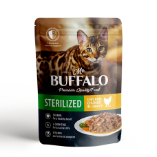 Mr.Buffalo Влажный корм пауч для стерилизованных кошек, цыпленок в соусе, 85 г