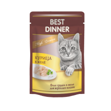 Бест Диннер паучи для взрослых кошек, курица в желе, 85 г