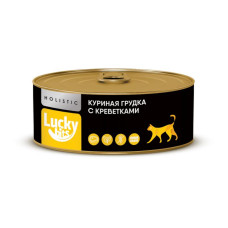 Консервы для кошек Lucky bits куриная грудка с креветками, 100 г
