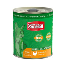 Четвероногий гурман Мясное ассорти консервы для кошек с индейкой, 340 г