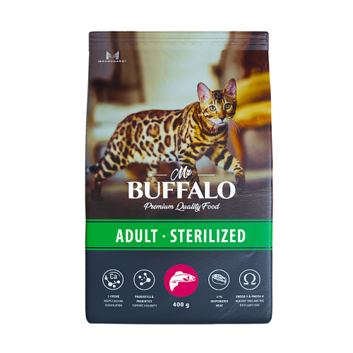 Mr.Buffalo Сухой корм для стерилизованных кошек, с лососем, 400 г