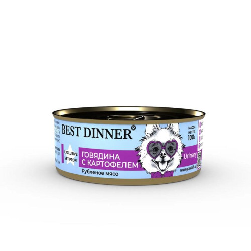 Бест Диннер Urinary Exclusive Vet Profi консервы для собак, говядина и картофель, 100 г