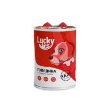 Полнорационный консервированный корм Lucky bits для собак всех пород с 6 месяцев с говядиной, клюквой и тыквой, 400 г