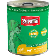 Четвероногий гурман Мясное ассорти консервы для собак с потрошками, 340 г