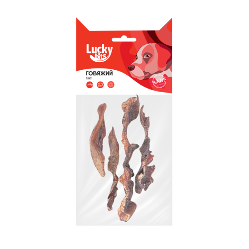Лакомство для собак Lucky bits говяжий бас, 50 г