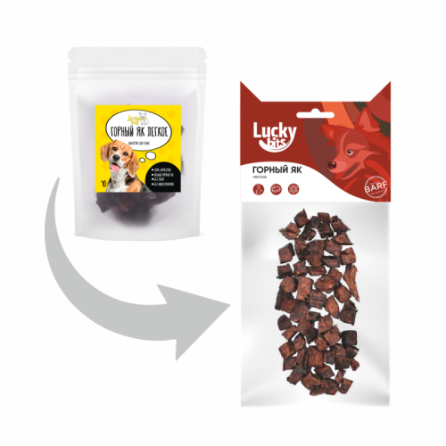 Лакомство для собак Lucky bits горный як легкое, 40 г