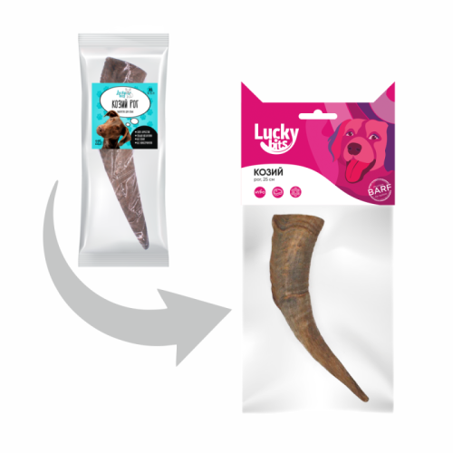 Лакомство для собак Lucky bits козий рог, размер М (25 см), 160 г