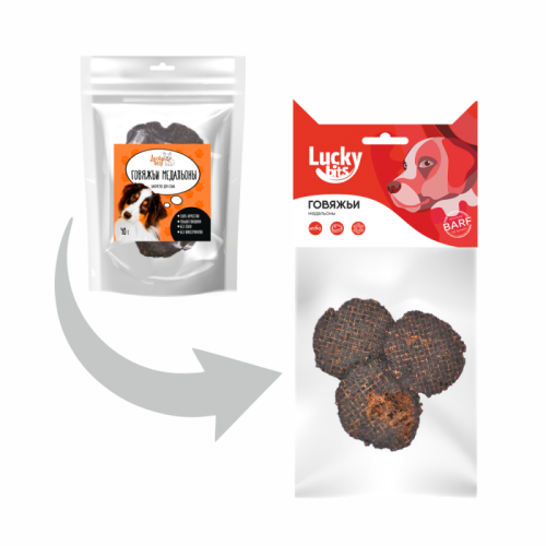 Лакомство для собак Lucky bits медальоны из говядины, 40 г