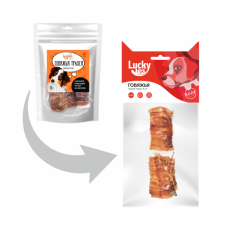 Лакомство для собак Lucky bits трахея говяжья (малая), 8 см, 2 шт., 50 г