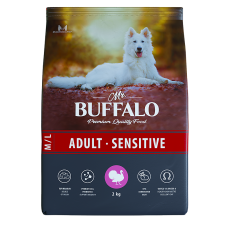 Mr.Buffalo  Сухой корм для взрослых собак средних и крупных пород с чувствительным пищеварением, с индейкой, 2 кг