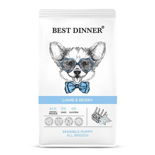 Бест Диннер Puppy Sensible сухой корм для щенков, ягненок и ягоды, 1,5 кг