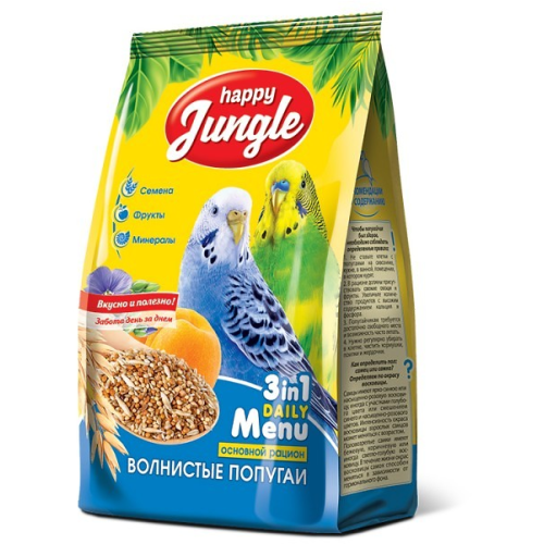 Корм Happy Jungle для волнистых попугаев, 500 г 