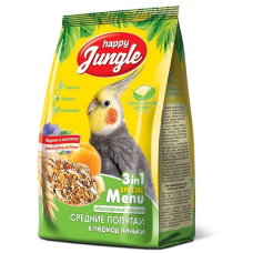 Корм Happy Jungle для средних попугаев при линьке, 500 г 