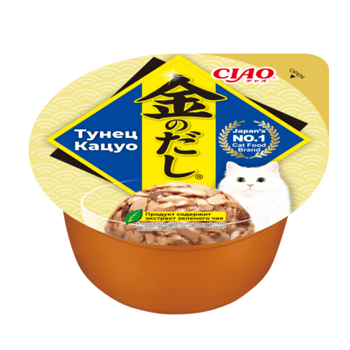 INABA CIAO Влажный корм для кошек Kinnodashi cup Тунец Кацуо конс. 70г 