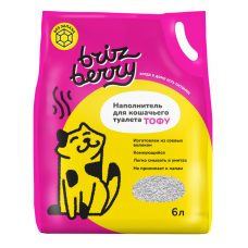 Наполнитель Brizberry для кошачьего туалета, Тофу комкующийся, без запаха, 6 л