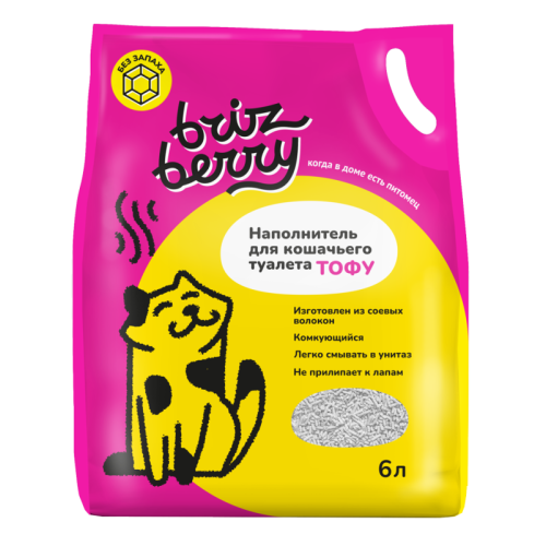 Наполнитель Brizberry для кошачьего туалета, Тофу комкующийся, без запаха, 6 л