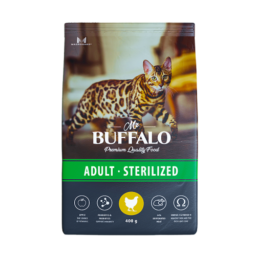 Mr.Buffalo Сухой корм для стерилизованных кошек, с курицей, 400 г 
