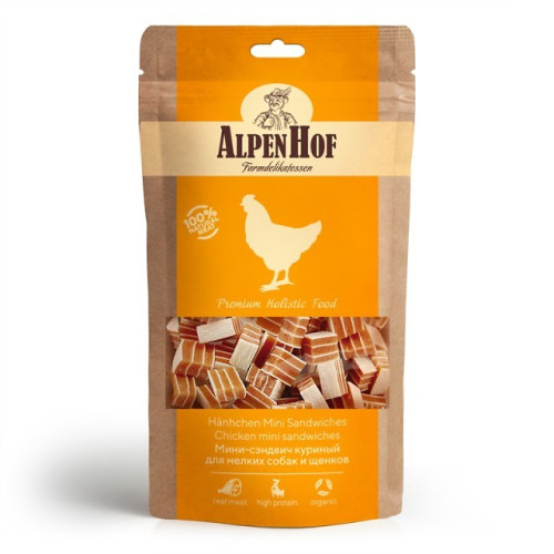 Лакомство AlpenHof Мини-сэндвич куриный для мелких собак и щенков, 50 г 