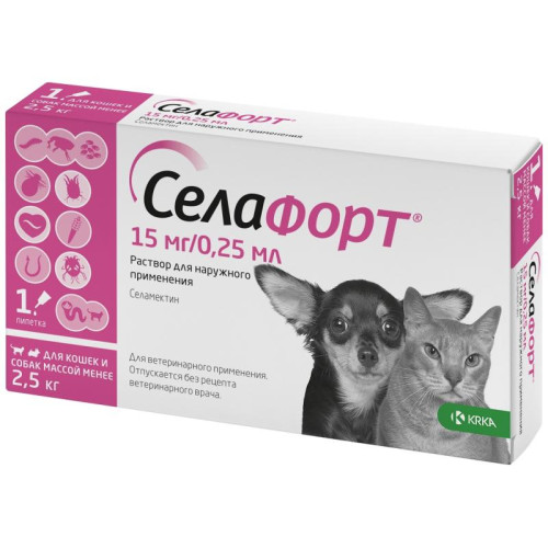 Селафорт 6% 0,25 мл (15 мг) для собак кошек до 2,5 кг, №1