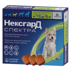 НексгарД Спектра М для собак 7,5-15 кг, таблетки, № 3