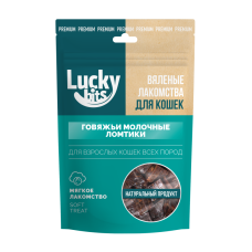 Лакомство для кошек Lucky bits Вяленые говяжьи молочные ломтики 30гр