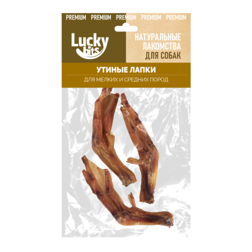 Лакомство для собак Lucky bits Утиные лапки 45 гр.