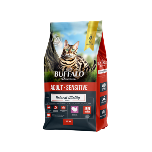 Mr.Buffalo  Сухой корм для кошек с чувствительным пищеварением с индейкой 10кг