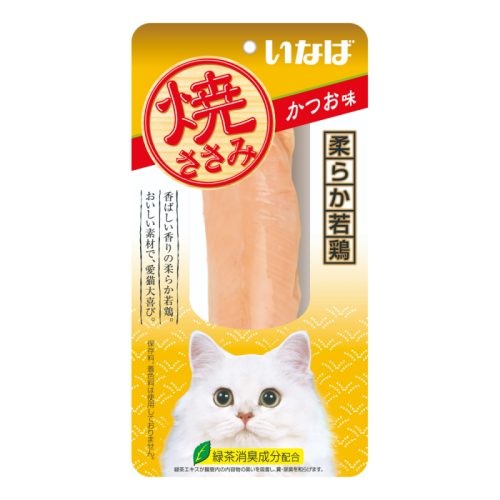 INABA Лакомство для кошек Yakisasami куриное филе cо вкусом кацуобуси 26г