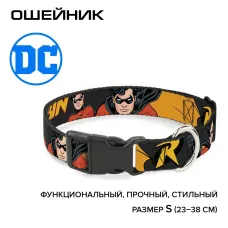 Ошейник (Buckle-Down) Робин мультицвет с пластиковой застёжкой 23-38 см