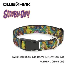 Ошейник (Buckle-Down) Скуби-Ду и Шэгги мультицвет с пластиковой застёжкой 38-66 см