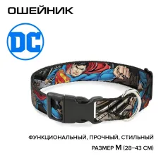 Ошейник (Buckle-Down) Супермен Герой Метрополиса мультицвет с пластиковой застёжкой 28-43см