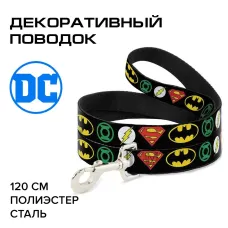 Поводок (Buckle-Down) Лига справедливости лого мультицвет 120см