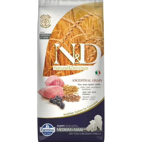 Farmina (Фармина) N&D Low Grain Puppy 12кг низкозерновой ягненок и черника сухой для щенков средних и крупных пород (4026)