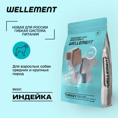 Wellement 10кг индейка сухой для собак средних и крупных пород (003805)