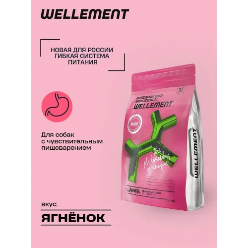 Wellement 10кг ягненок сухой для собак с чувствительным пищеварением (003782)