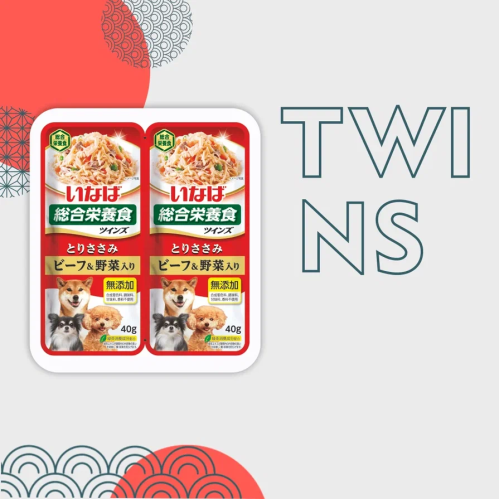 Inaba Twins 2*0,040кг Курица и говядина с овощами паучи для собак