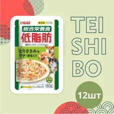 RD-08 Inaba Teishibo 0,08кг*12шт Куриное филе и тунец Кацуо с овощами пауч для собак (Шоу-бокс)