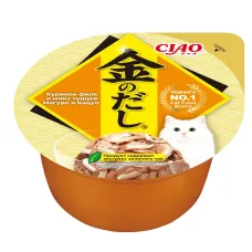 Inaba Kinnodashi cup RU802 0,07кг Куриное филе и микс тунцов Магуро и Кацуо Дополнительный рацион для кошек