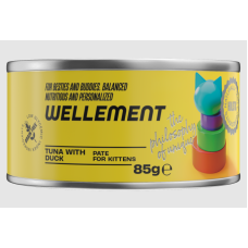 Wellement 0,085кг*24шт Тунец с уткой паштет для котят, (Шоу-бокс)