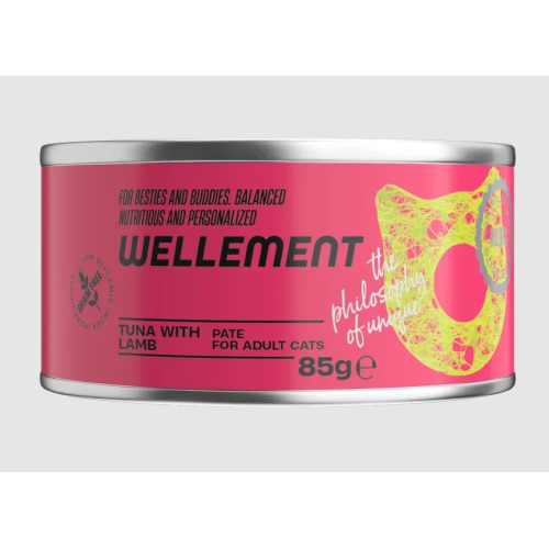 Wellement 0,085кг*24шт Тунец с ягнёнком паштет для взрослых кошек (Шоу-бокс)