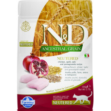 Farmina (Фармина) N&D Low Grain Cat 0,3кг низкозерновой курица и гранат сухой для стерилизованных кошек и кастрированных котов (4047)