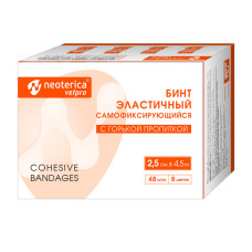 Бинт (Neoterica Vetpro) эластичный самофиксирующийся с горькой пропиткой 2,5см*4,5м (8 цв)