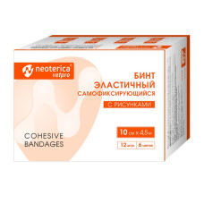Бинт (Neoterica Vetpro) эластичный самофиксирующийся с рисунком 10см*4,5м (6 цв) 