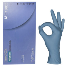 Перчатки (Blue Sail) mediOk OPTIMA смотровые нитриловые, голубой, M (50 пар/упак)
