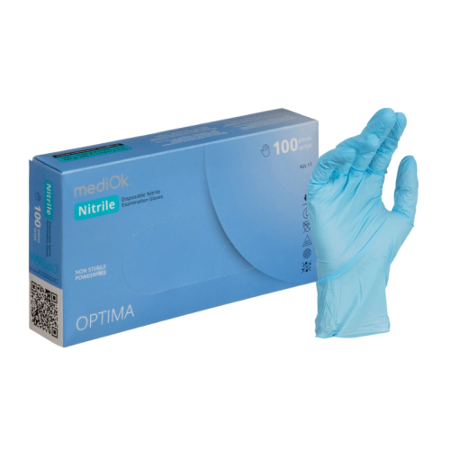 Перчатки (Blue Sail) mediOk OPTIMA смотровые нитриловые, голубой, S (50 пар/упак)