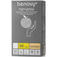 Перчатки латексные смотровые опудренные разм L 'Benovy'