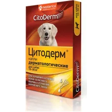 Капли (CitoDerm) (4пип х 3мл) дерматологические улучшение кожи и шерсти для собак 10-30кг