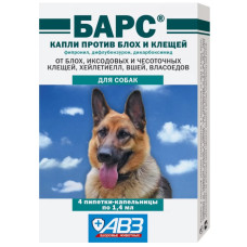 Барс Классик капли (4пип по 1,4мл) для собак от блох и клещей (ЛИЦЕНЗИЯ)